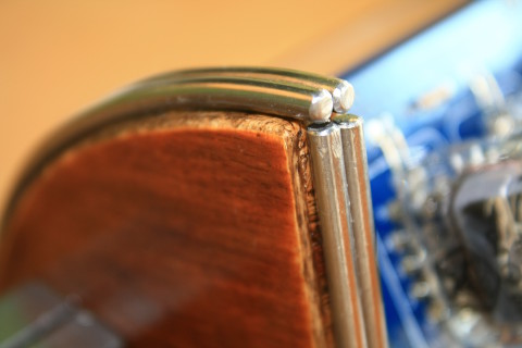 Close-up on the wooden disk sectors' decorations.
