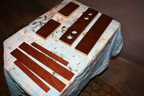 A few plates, treated and varnished.