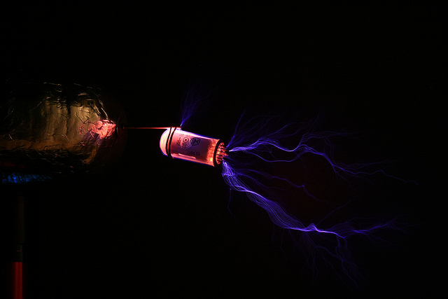 Nixie tube vs. Tesla coil